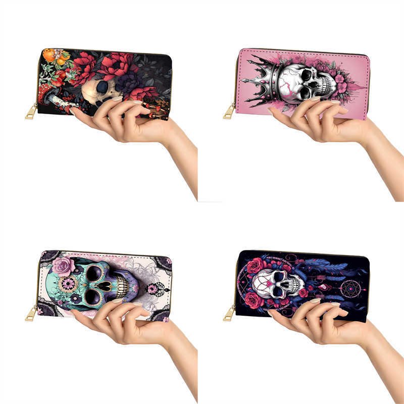 🦋 Portefeuille Crâne Fleuri – Élégance rebelle & organisation parfaite - Shopbyshopima